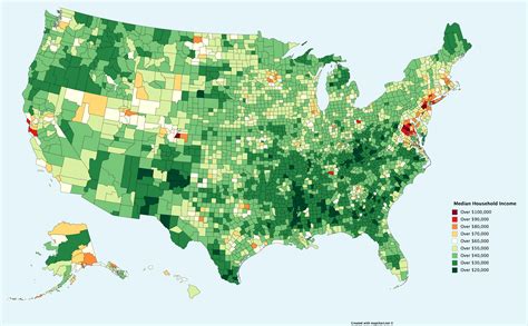 median household income by county.